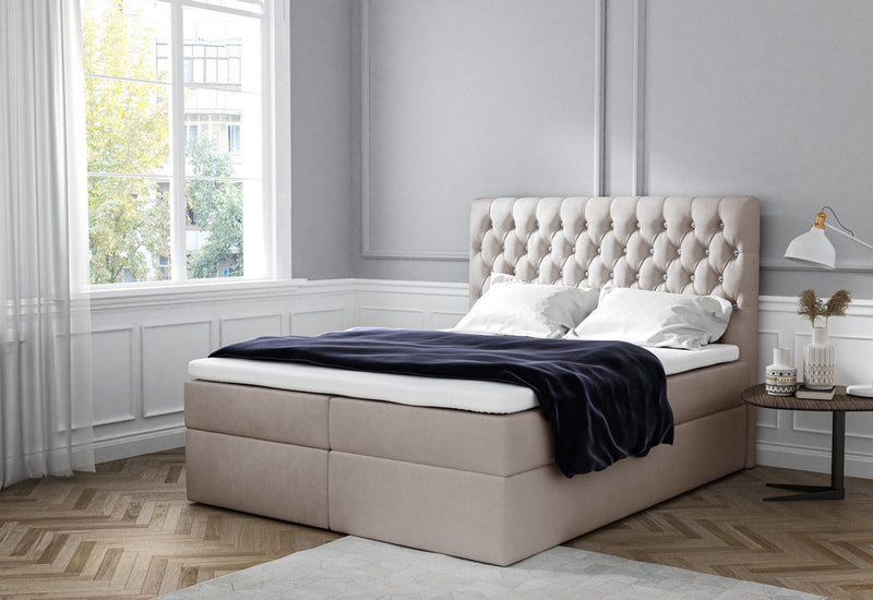 TOMIO boxspring kárpitozott ágy + fedőmatrac AJÁNDÉKBA - ARANZ - 2