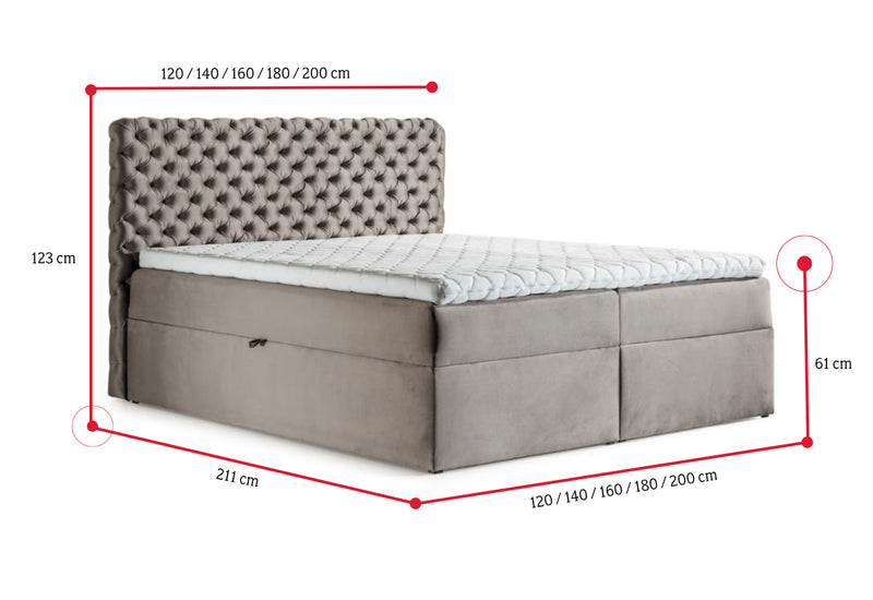 MARCH boxspring kárpitozott ágy + fedőmatrac - ROZMEROVKA - 1
