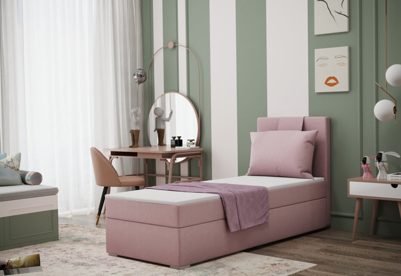 MIRANDA kárpitozott boxspring ágy + fedőmatrac - ARANZ - 2