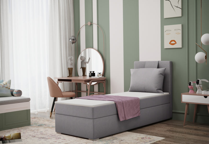 MIRANDA kárpitozott boxspring ágy + fedőmatrac - ARANZ - 3