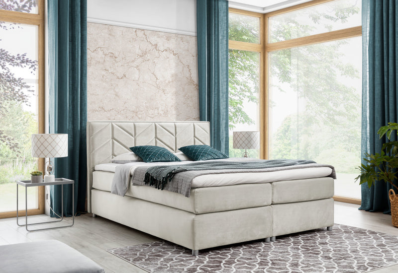 MODLA kárpitozott boxspring ágy + fedőmatrac - ARANZ - 1