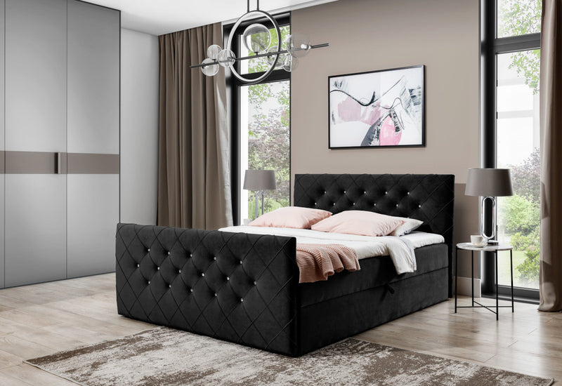 MATRAGI kárpitozott boxspring ágy + fedőmatrac - ARANZ - 3