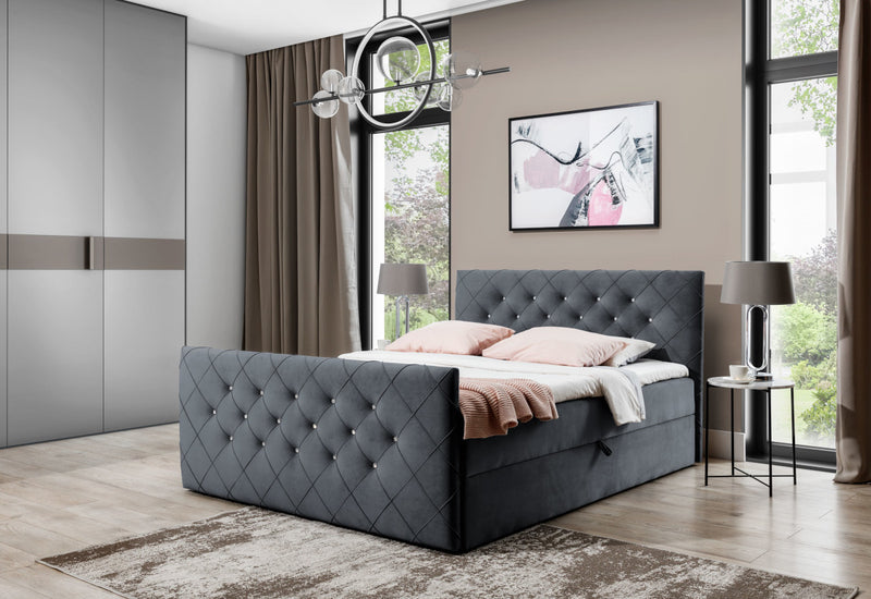 MATRAGI kárpitozott boxspring ágy + fedőmatrac - ARANZ - 4