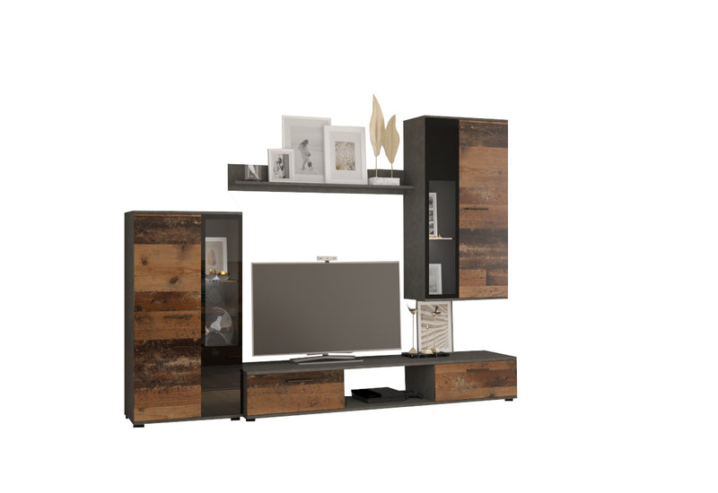 RUMBA nappali fal, 241x180x40,5 cm, old style/matera - - 0