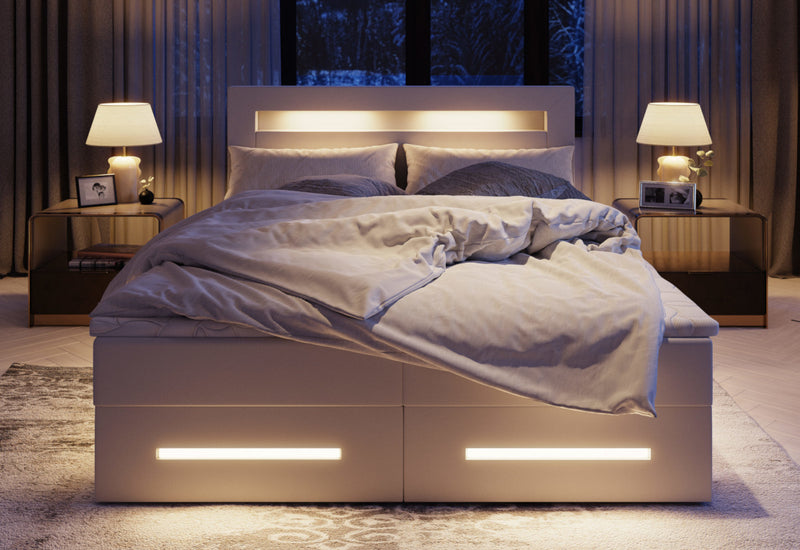 MINOR kárpitozott boxspring ágy + fedőmatrac - ARANZ - 1