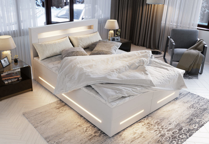 MINOR kárpitozott boxspring ágy + fedőmatrac - ARANZ - 3
