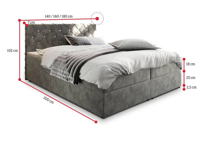 IRANA kárpitozott boxspring ágy - ROZMEROVKA - 1