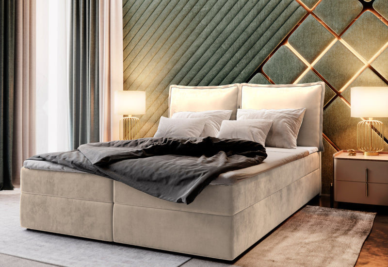 LINTO boxspring kárpitozott ágy - ARANZ - 4