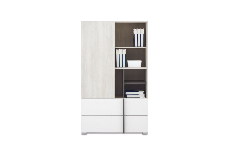 REMAR 2 magas komód, 80x135x43, tölgy Wilton/fehér/antracit - - 0