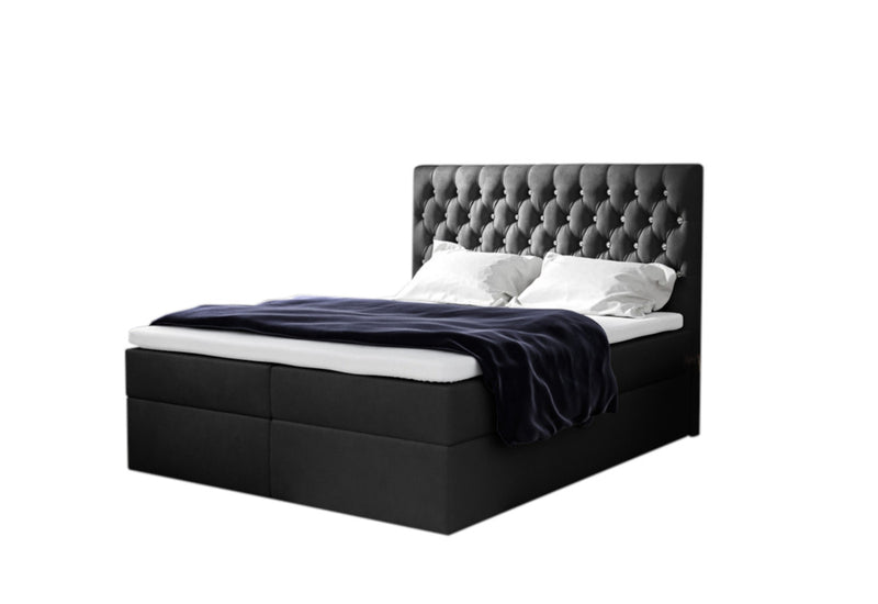 TOMIO boxspring kárpitozott ágy + fedő, 160x200, jasmine 100 - - 0