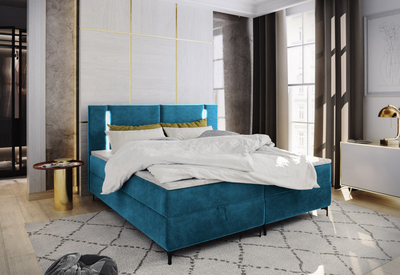 ELBE kárpitozott boxspring ágy, 140x200, trinity 13 + topper - - 0