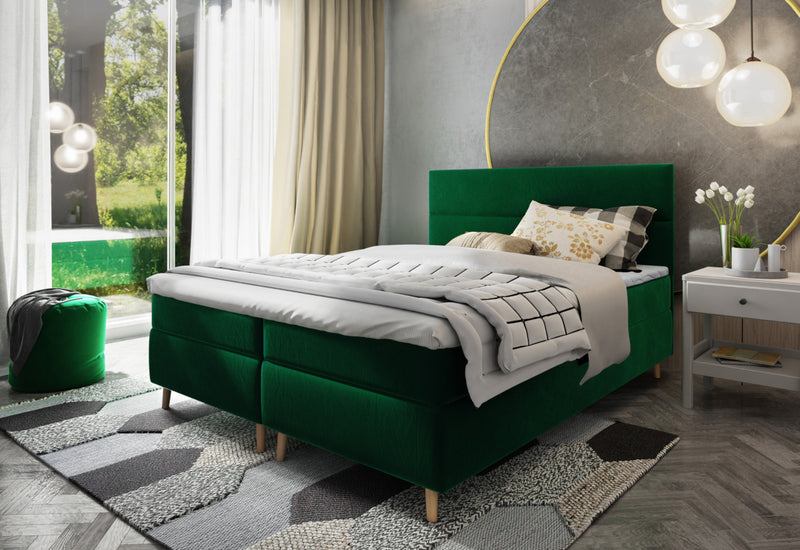 CLAUS kárpitozott boxspring ágy, 140x200, kronos 19 + topper - - 0