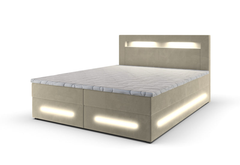 MINOR kárpitozott boxspring ágy + topper, 180x200, monolith 02 - - 0