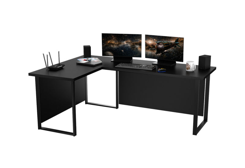 NAVI sarok számítógépasztal + tábla, 200/135x74x65, fekete - - 0