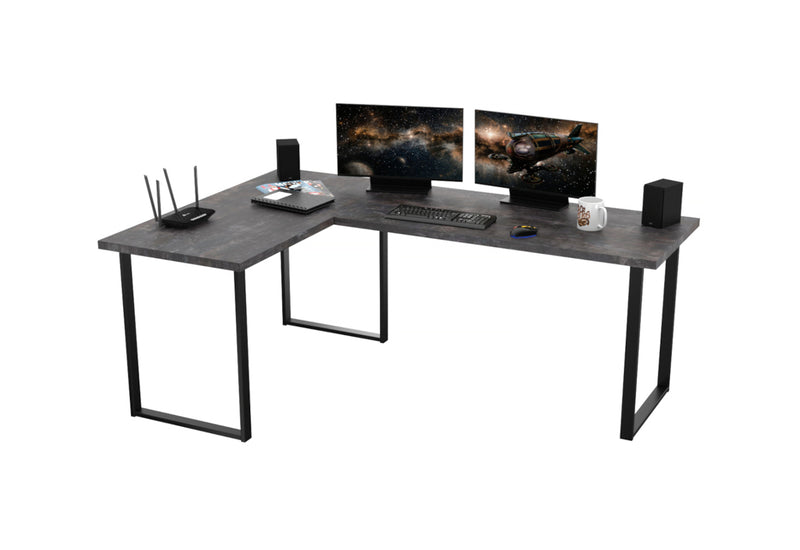 NAVI sarok számítógépasztal, 200/135x74x65, sötét beton - - 0