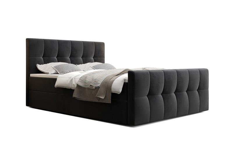 HATAN kárpitozott boxspring ágy, 140x200, monolith 97 - - 0