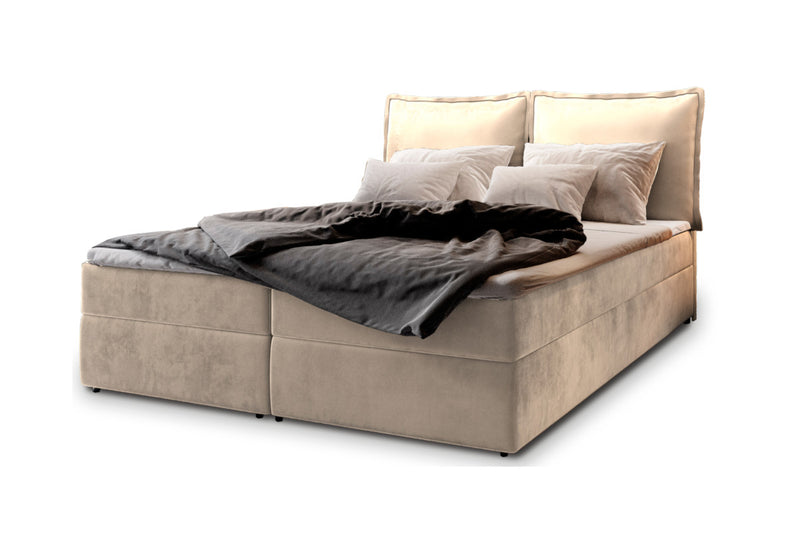 LINTO boxspring kárpitozott ágy, 140x200, monolith 02 - - 0