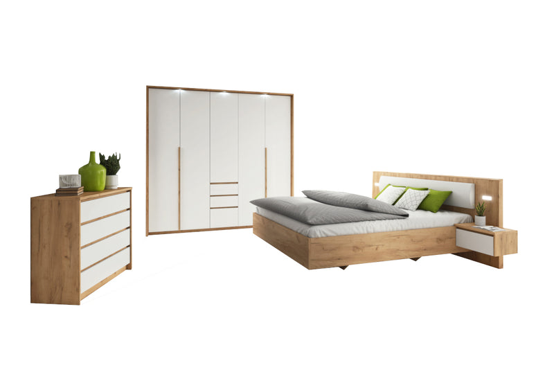 LOXEN Hálószoba összeállítás, tölgy craft arany/fehér - - 0
