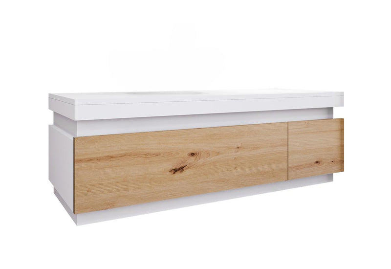 SELAH fürdőszoba szekrény a mosdó alatt, 110x36x45, Lefkas tölgy/fehér - - 0