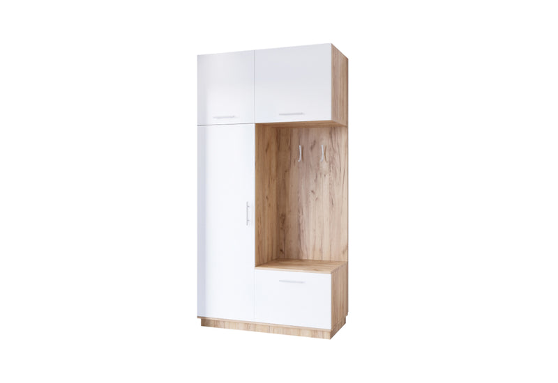 LOMIR 3 120 előszoba összeállítás, 120x240x60, tölgy craft/fehér - - 0