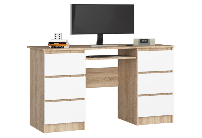 ASTRIT 2 íróasztal, 135x77x50, tölgy sonoma/fehér - - 0
