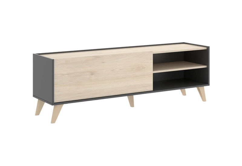 NESTE TV asztal, 155x47x43, grafit/természetes - - 0