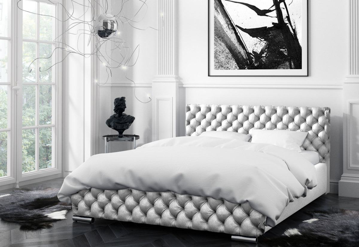 kárpitozott ÁGY RAFO + matrac DE LUX, 180x200, gloss velvet 1208 -  - 0