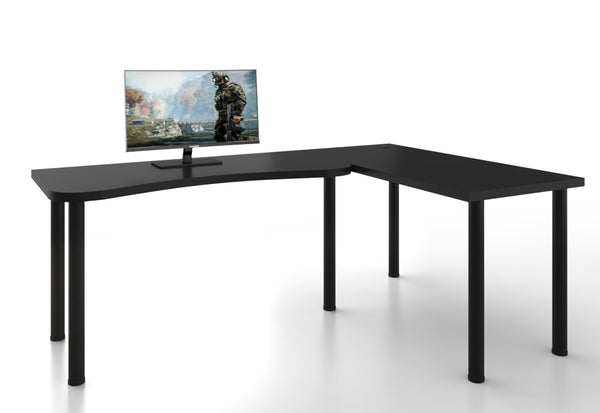 MOOD L sarok számítógépasztal, 200/135x73-76x65, fekete, jobb -  - 0