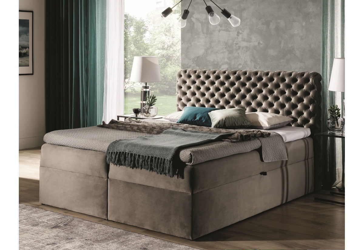 MARCH boxspring kárpitozott ágy + fedőmatrac - ARANZ - 1