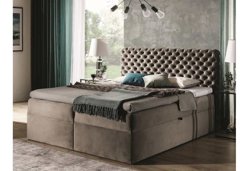 MARCH boxspring kárpitozott ágy + fedőmatrac - ARANZ - 1