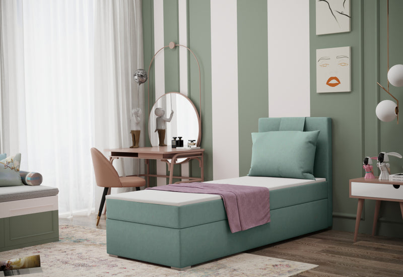 MIRANDA kárpitozott boxspring ágy + fedőmatrac - ARANZ - 1