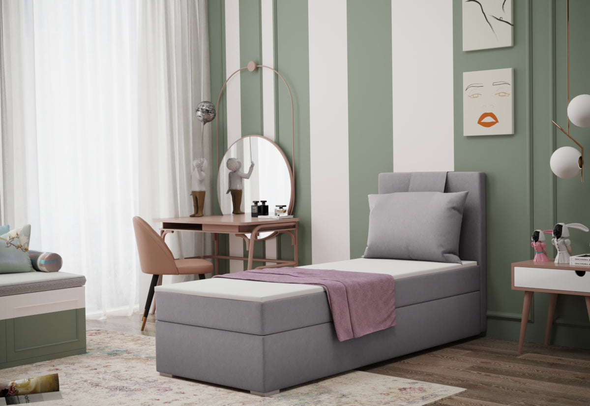 MIRANDA kárpitozott boxspring ágy + fedőmatrac - ARANZ - 3