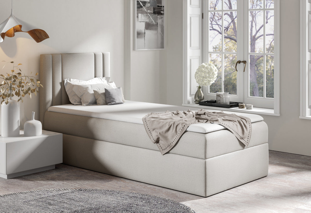 ELEKTRA MINI kárpitozott boxspring ágy + fedőmatrac - ARANZ - 3
