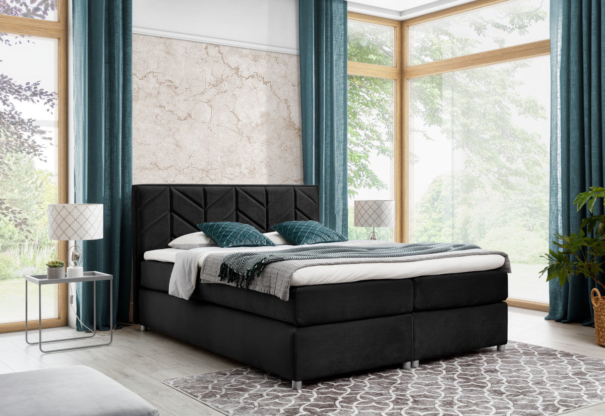 MODLA kárpitozott boxspring ágy + fedőmatrac - ARANZ - 2
