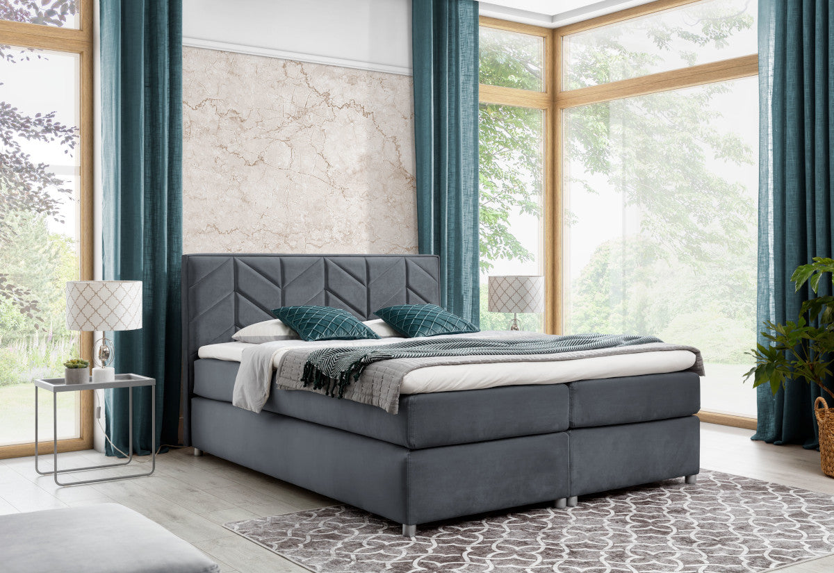 MODLA kárpitozott boxspring ágy + fedőmatrac - ARANZ - 4