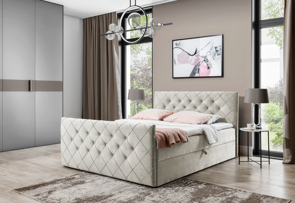 MATRAGI kárpitozott boxspring ágy + fedőmatrac - ARANZ - 1