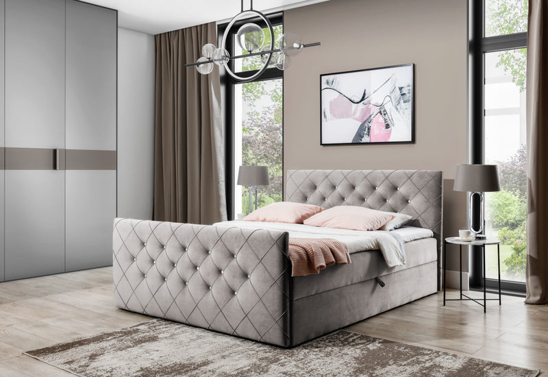 MATRAGI kárpitozott boxspring ágy + fedőmatrac - ARANZ - 2
