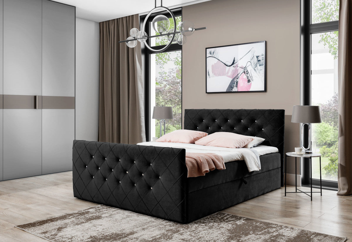 MATRAGI kárpitozott boxspring ágy + fedőmatrac - ARANZ - 3