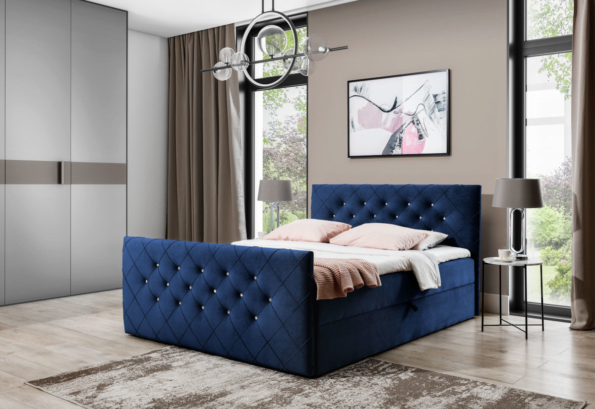 MATRAGI kárpitozott boxspring ágy + fedőmatrac - ARANZ - 5