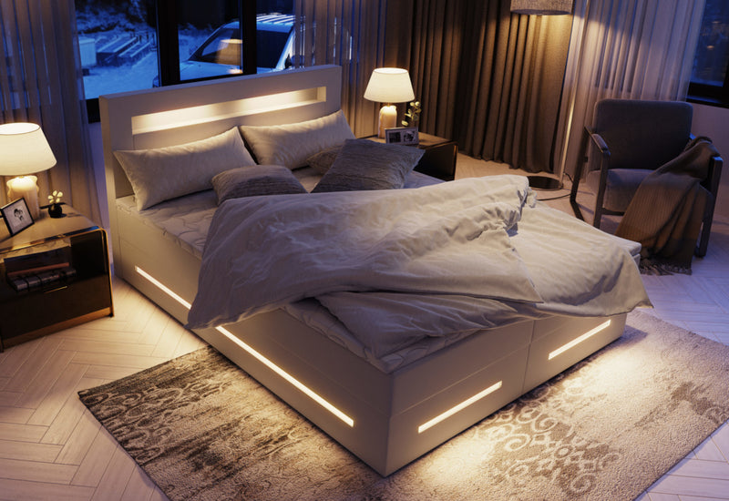 MINOR kárpitozott boxspring ágy + fedőmatrac - ARANZ - 2