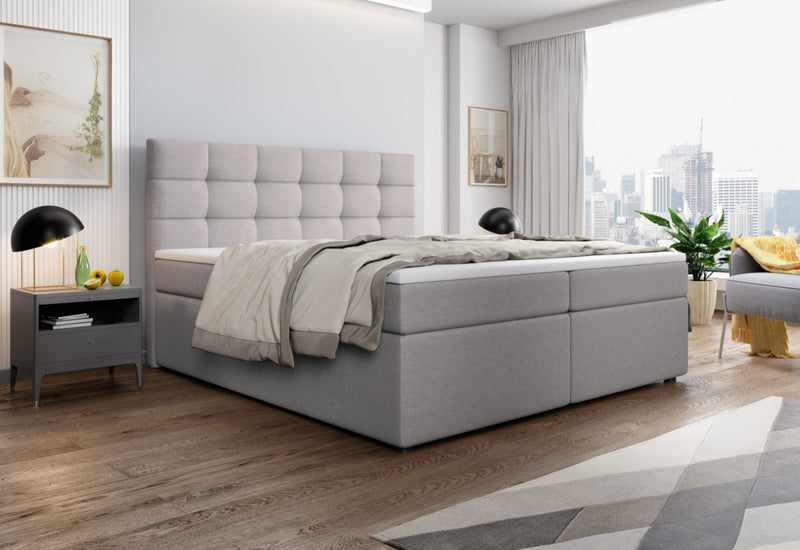 SALMA kárpitozott boxspring ágy + fedőmatrac - ARANZ - 1