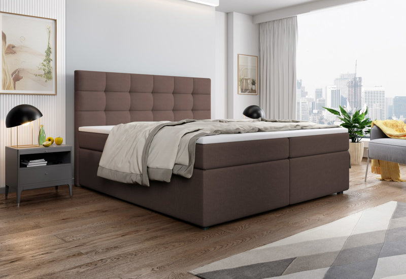 SALMA kárpitozott boxspring ágy + fedőmatrac - ARANZ - 2