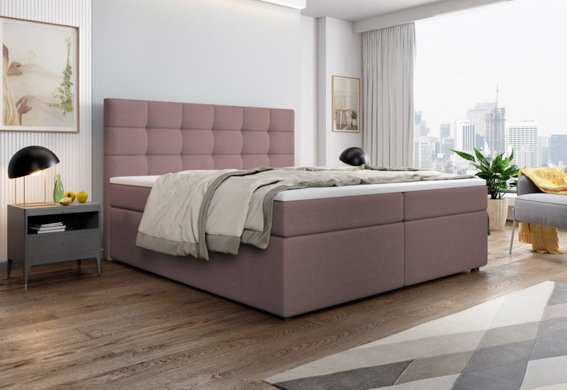 SALMA kárpitozott boxspring ágy + fedőmatrac - ARANZ - 3