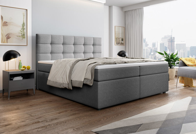 SALMA kárpitozott boxspring ágy + fedőmatrac - ARANZ - 5