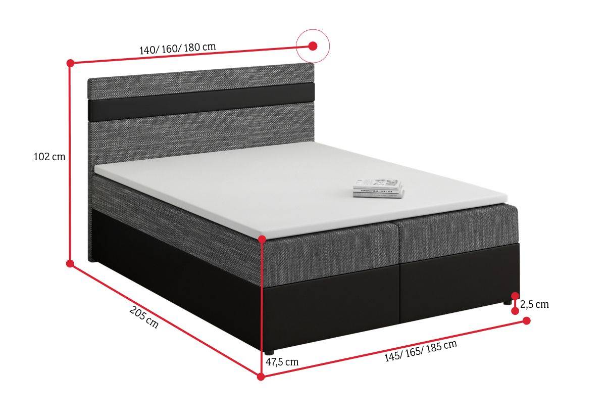 MODELA boxspring kárpitozott ágy + fedőmatrac - ROZMEROVKA - 2