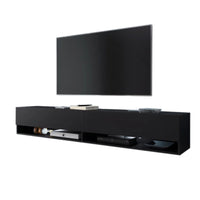 MENDES A 180 TV asztal, 180x30x32, fekete/grafit, LED világítással -  - 0