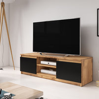 BASTE TV asztal, 120x35,5x38, tölgy wotan/fekete grafit -  - 0