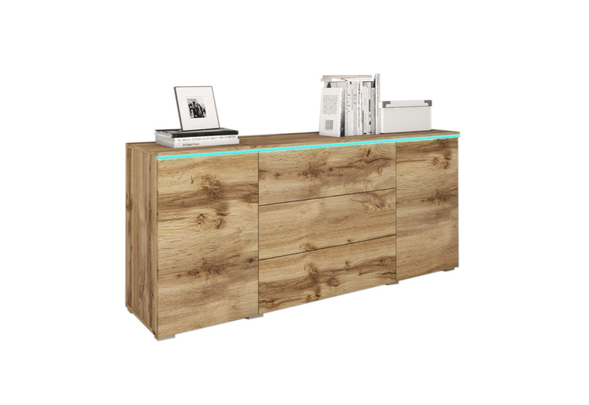 AMALIE komód, 150x68x39,5, wotan tölgy + LED -  - 0