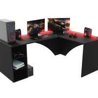 CARAMBOL sarok számítógépasztal + LED, 185x74x135, fekete, jobb -  - 0