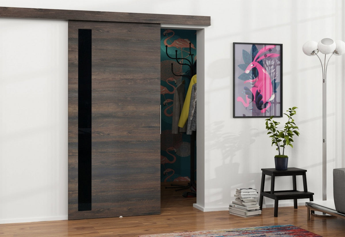 CABANA tolóajtó üveggel, 96x205x1,6cm, sötét hamu -  - 0